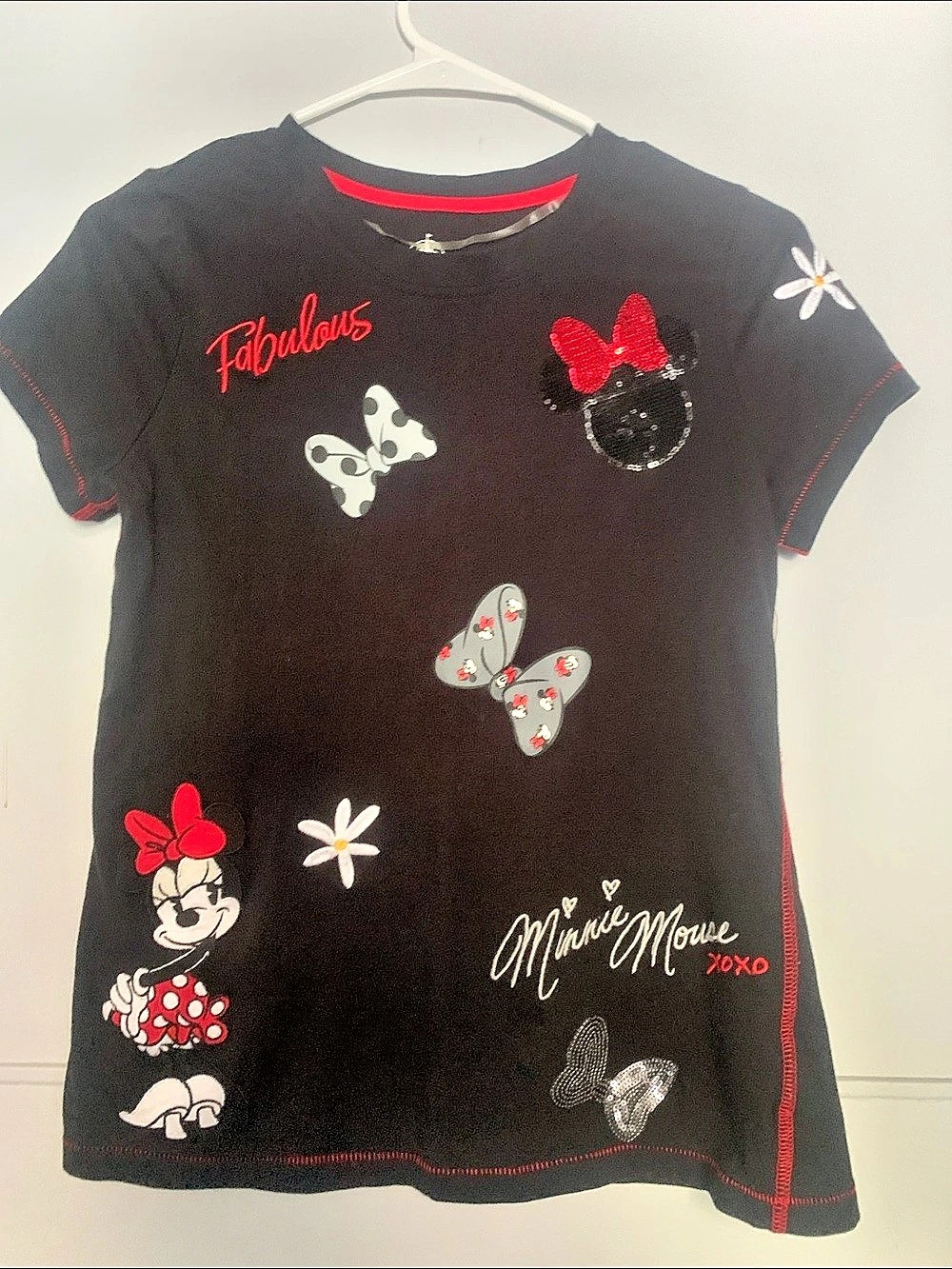 Disney Minnie Mouse Tee Black Girls Medium Like New
